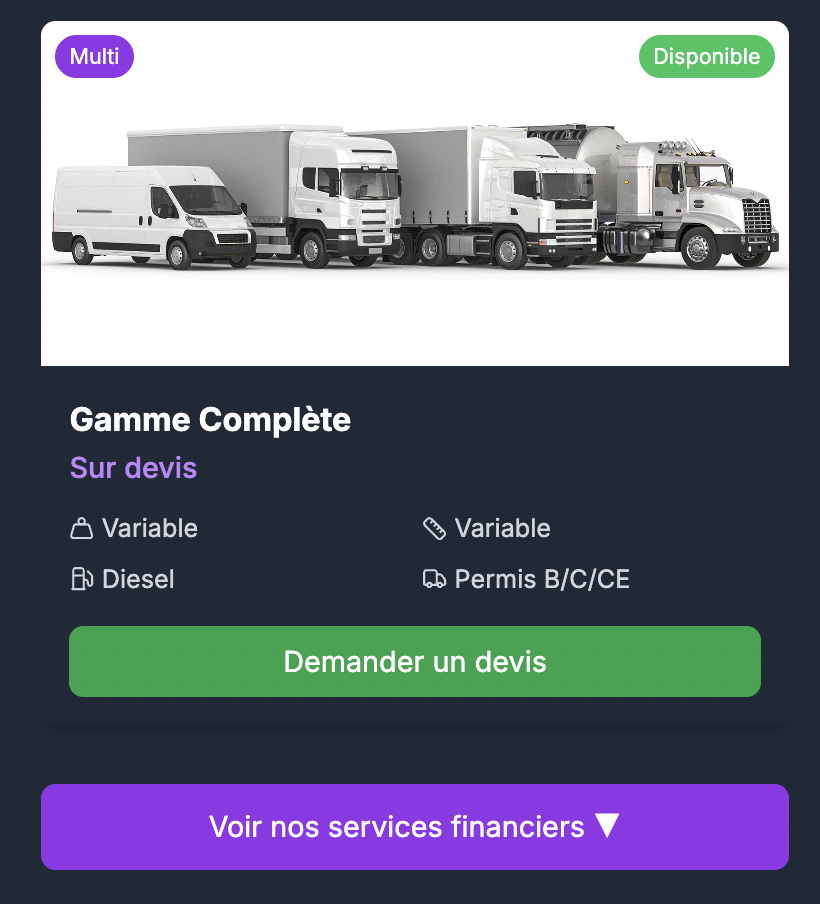 Gamme Complète de Camions